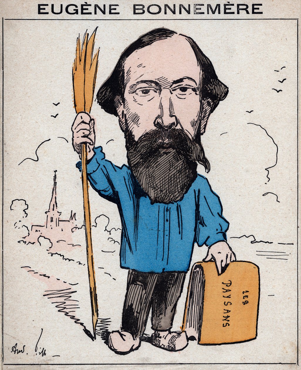 约瑟夫-尤金-博内梅尔（1813-1893）法国历史学家和作家--安德烈-吉尔的漫画，载于《今日之人》，巴黎 作者 安德鲁·吉尔