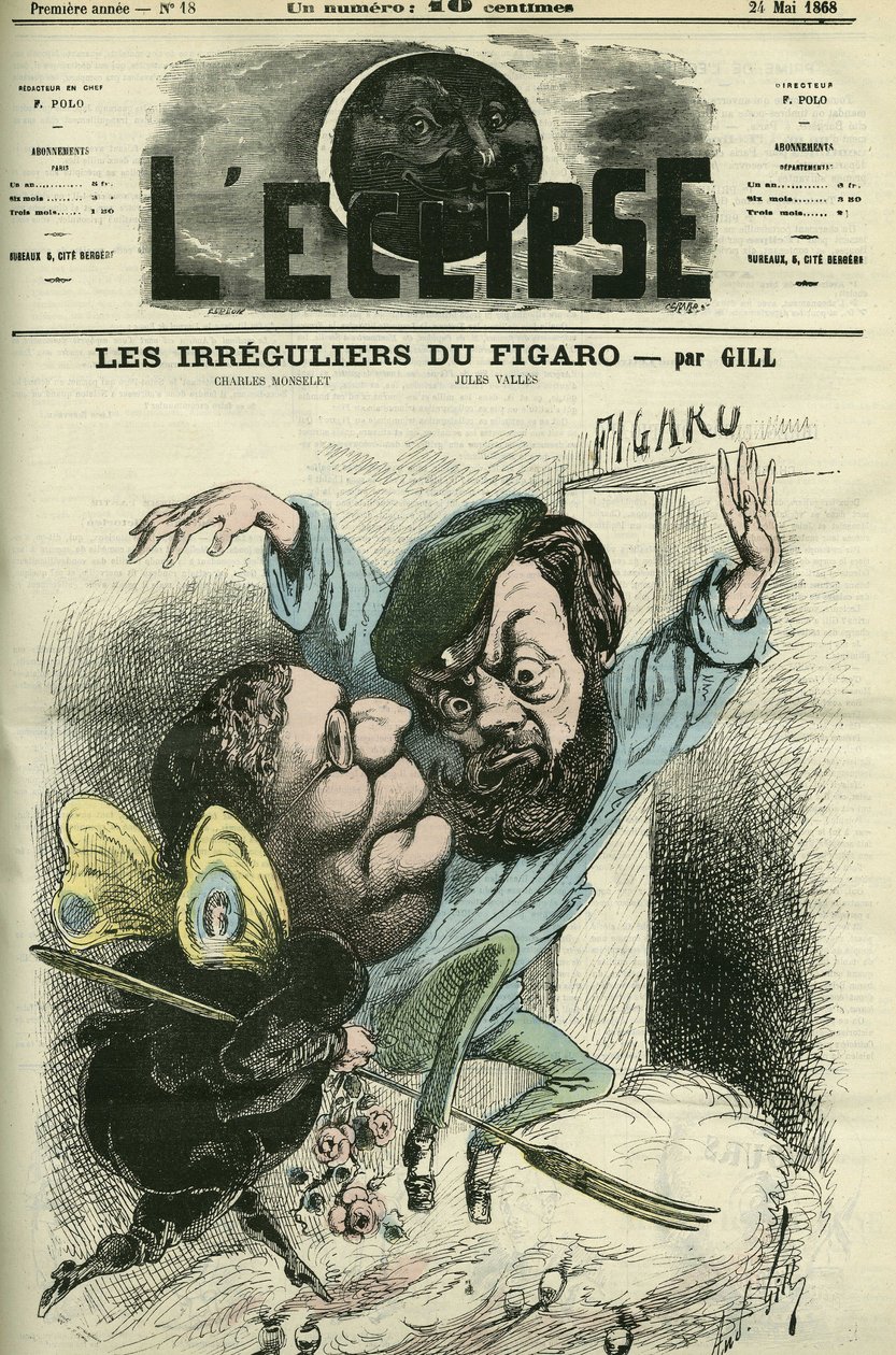 费加罗的不规则者，进入了查尔斯·蒙塞莱 (1825-1888) 和儒勒·瓦勒 (1832-1885) 的日记。 Gill 的“L
