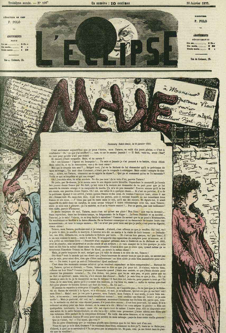 Melie，Melie 的情书有她的“Tatave”，Gustave Viaut。 Gill 的“L