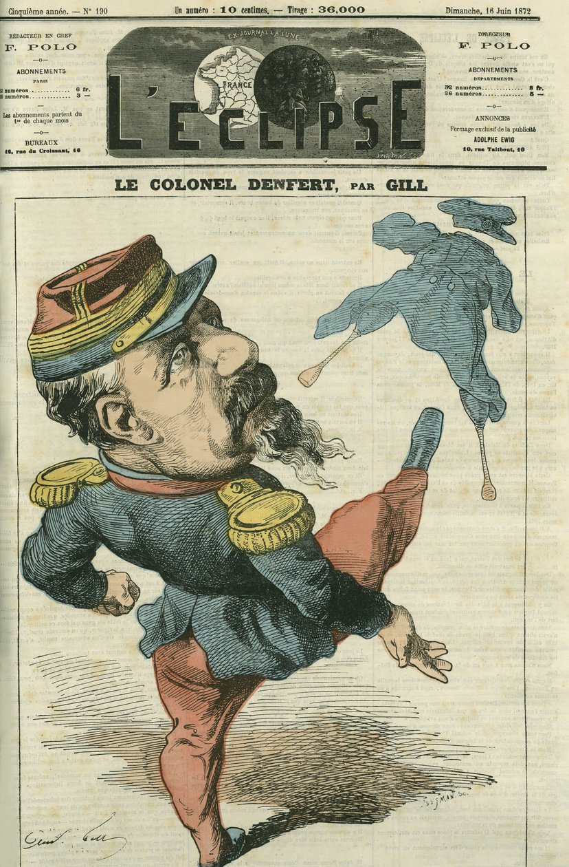 皮埃尔-菲利普-登费特-罗谢罗（Denfert Rochereau）（1823-1878），法国军人和政治家。6月16日，吉尔在《日食》中的封面 作者 安德鲁·吉尔