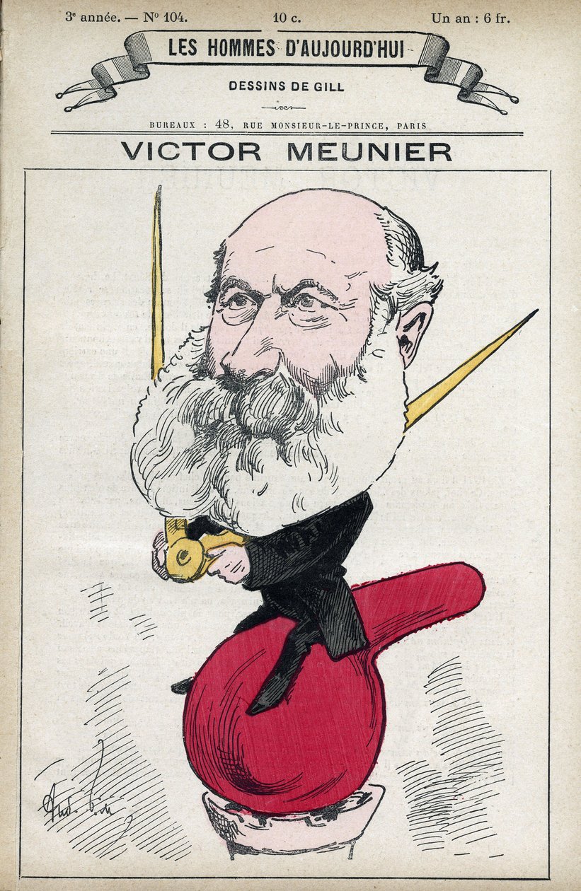 Amedee-Victor Meunier (1817-1894)的肖像，他是一位科学记者，他在科学普及方面发挥了作用。漫画作者吉尔，巴黎。 作者 安德鲁·吉尔