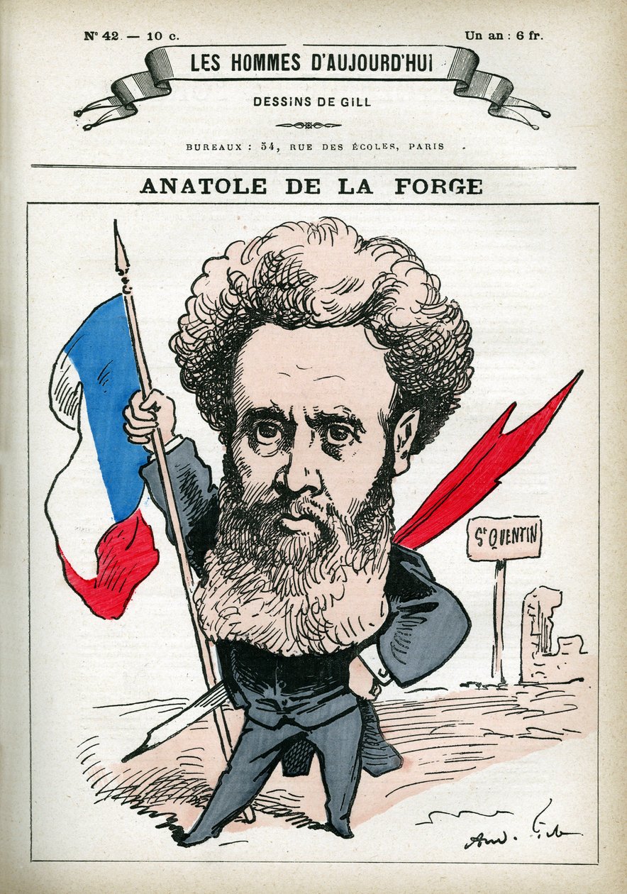 Anatole de la Forge (1821-1892) 的肖像，法国政治家和军人。 吉尔的卡通，在“Les Homme d