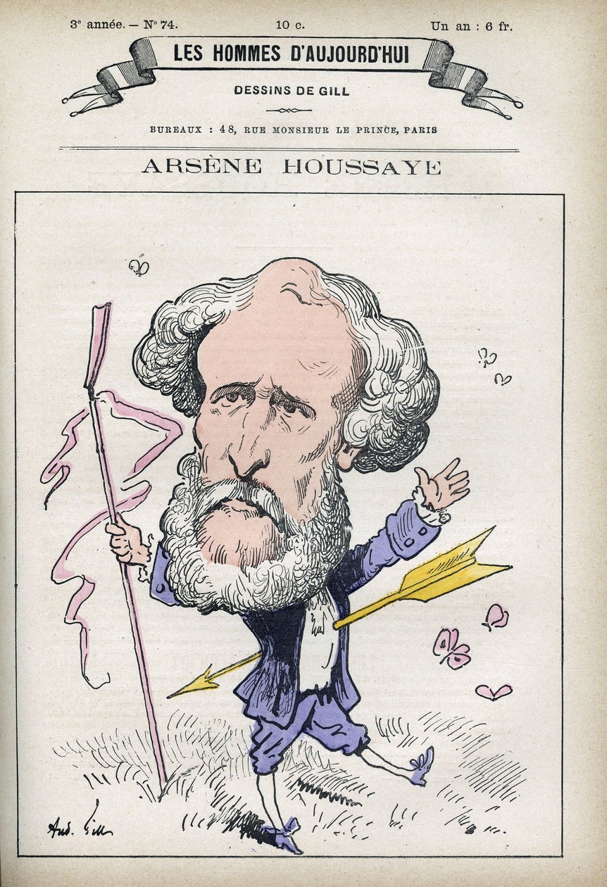 法国文学家阿尔森-乌萨耶（1815-1896）的画像。漫画作者吉尔，巴黎。 作者 安德鲁·吉尔