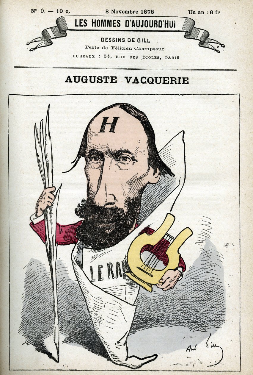 Portrait of Auguste Vacquerie (1819-1895), French poet, playwright and journalist. Cartoon by Gill, Paris. 作者 安德鲁·吉尔