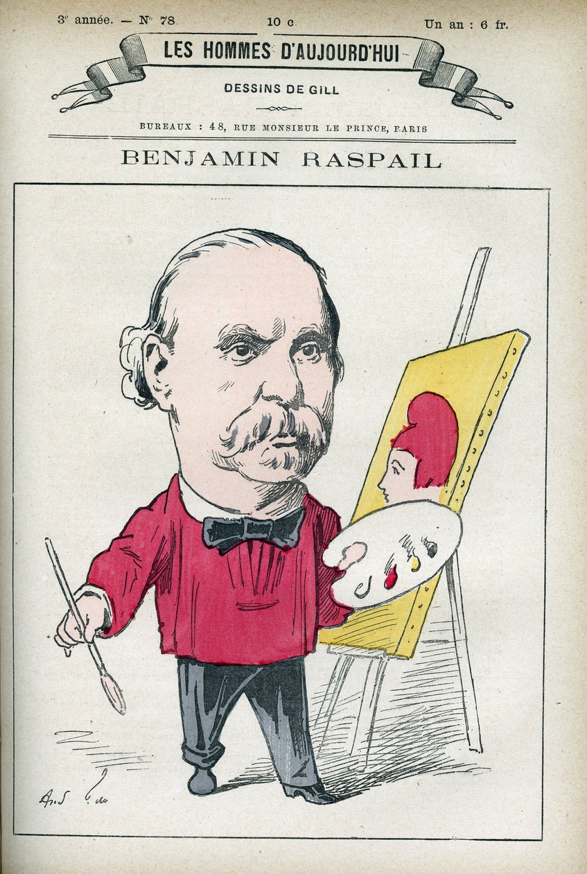 Portrait of Benjamin Raspail (1823-1899), a French painter and politician, he was at the origin of the law making 14 July the national holiday. Cartoon by Gill, Paris. 作者 安德鲁·吉尔