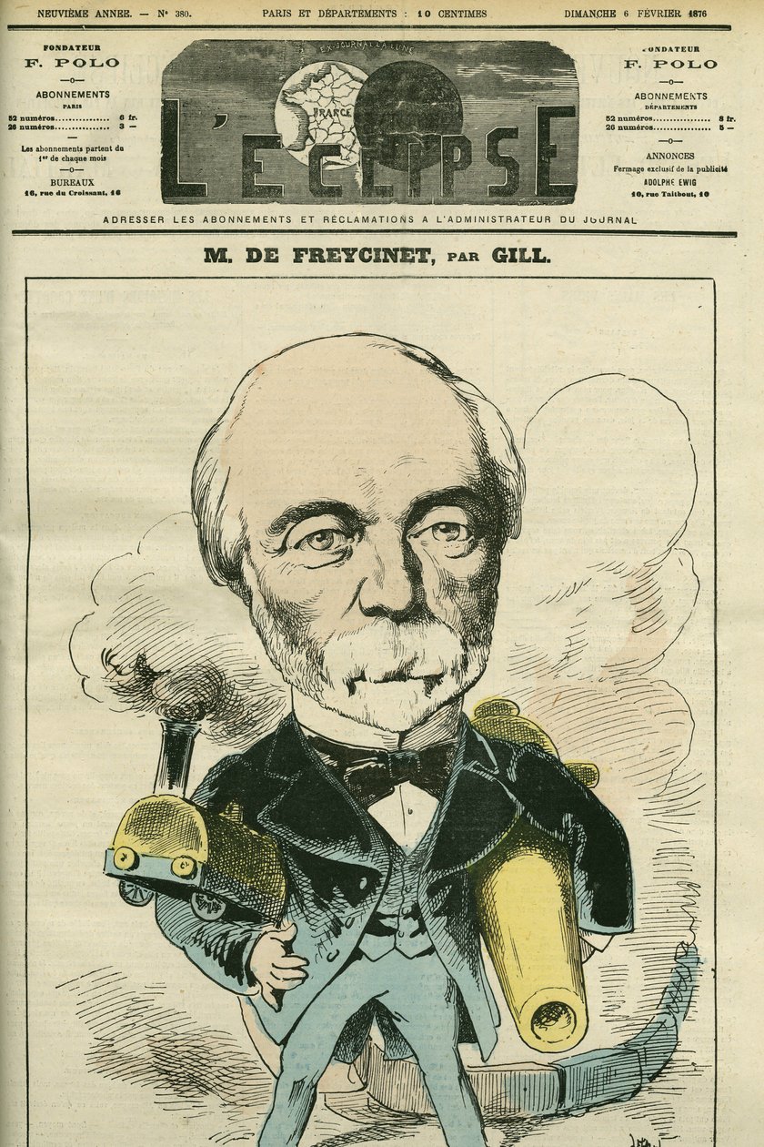 Portrait of Charles Louis de Saulces de Freycinet (1828-1923), French politician and engineer. Cover in “” L