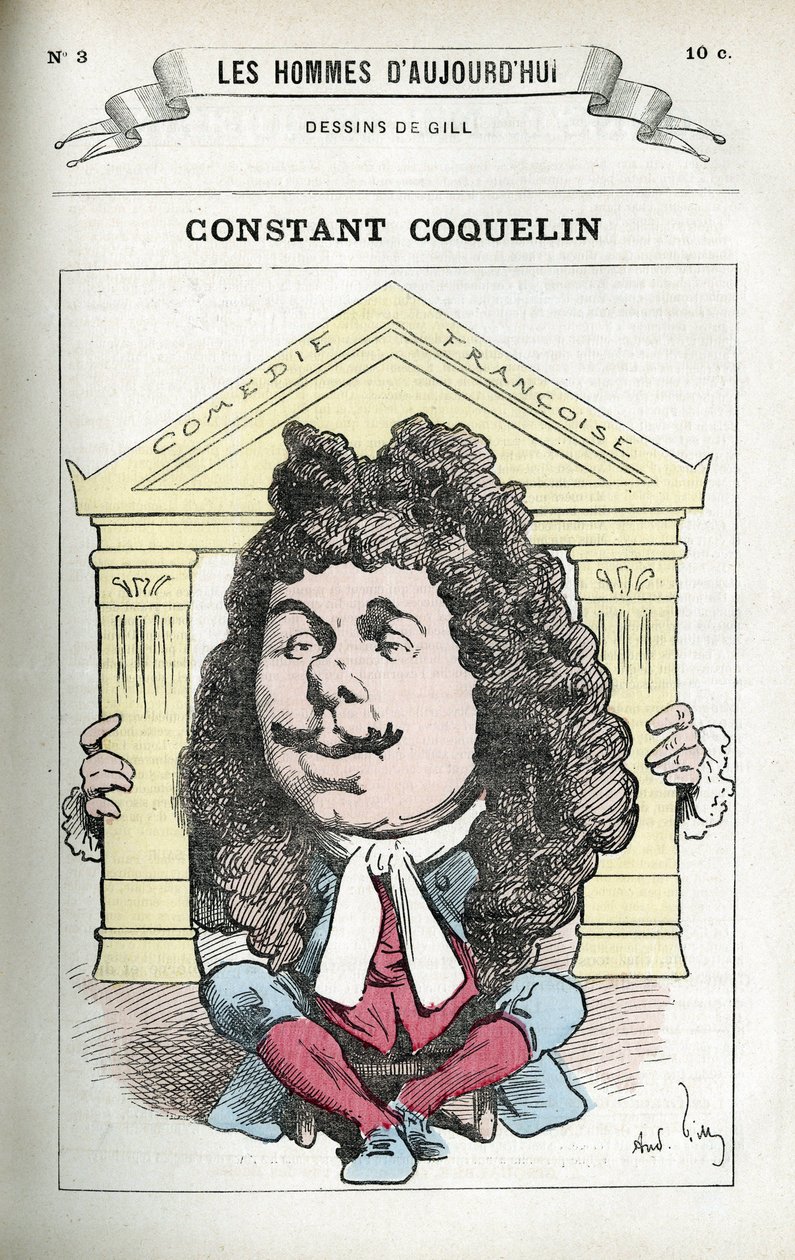 Constant Coquelin (1841-1909) 的肖像，法国戏剧演员。 吉尔漫画，巴黎。 作者 安德鲁·吉尔