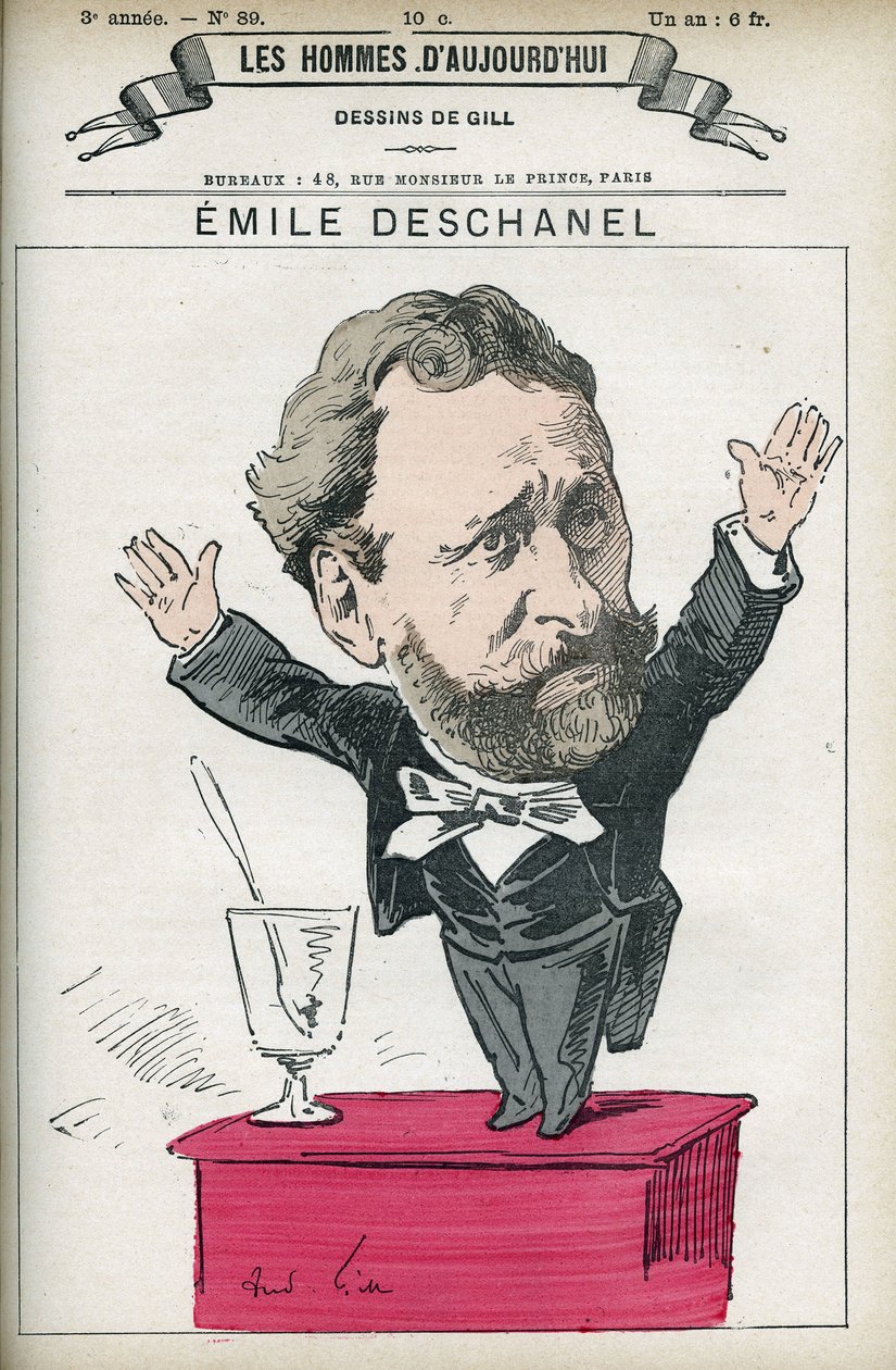 Portrait of Emile Deschanel (1819-1904), French writer and politician and father of Paul Deschanel (1855-1922), President of the French Republic in 1920. Cartoon by Gill, Paris. 作者 安德鲁·吉尔