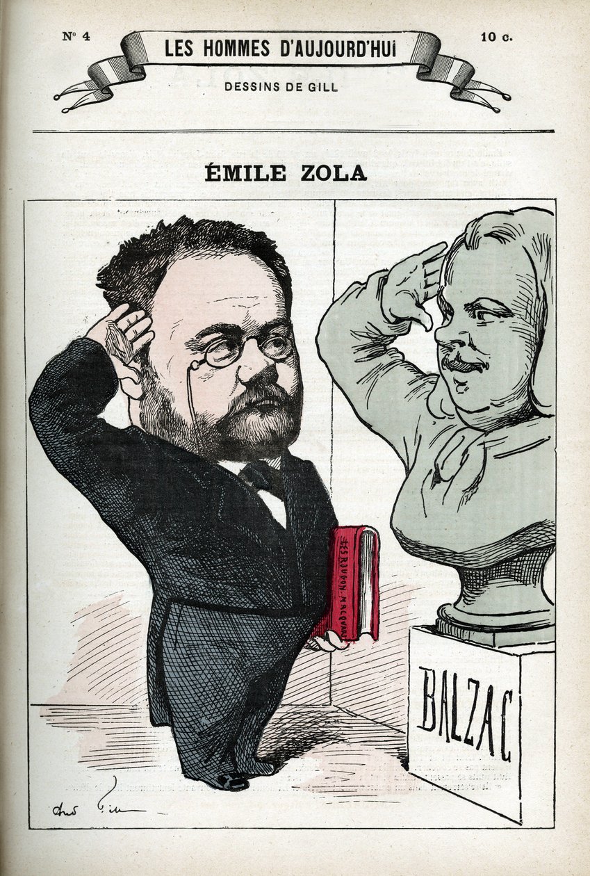 Portrait of Emile Zola (1840-1902), French man of letter. Caricature by Gill, Paris. 作者 安德鲁·吉尔