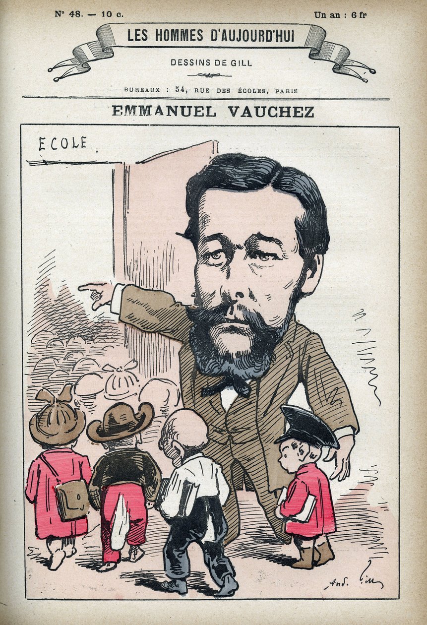 法国政治家Emmanuel Vauchez的画像。吉尔的漫画，巴黎。 作者 安德鲁·吉尔