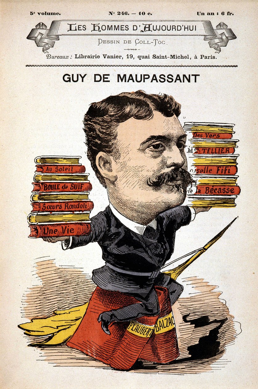 Portrait of Guy de Maupassant - by Gill, in “” Les Hommes d