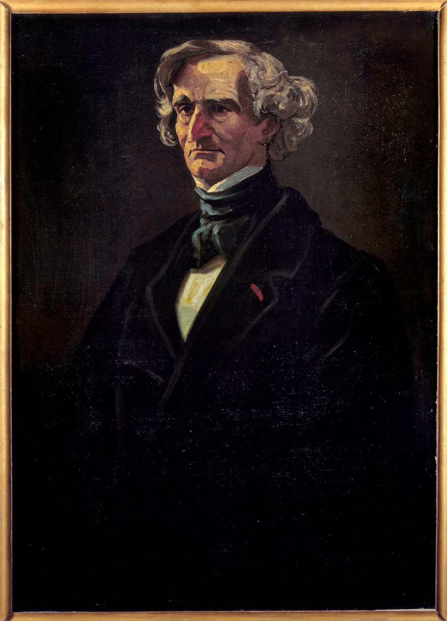 赫克托·柏辽兹（1803-1869）的肖像，法国作曲家。 安德烈·吉尔 (1840-1885) 的绘画 作者 安德鲁·吉尔