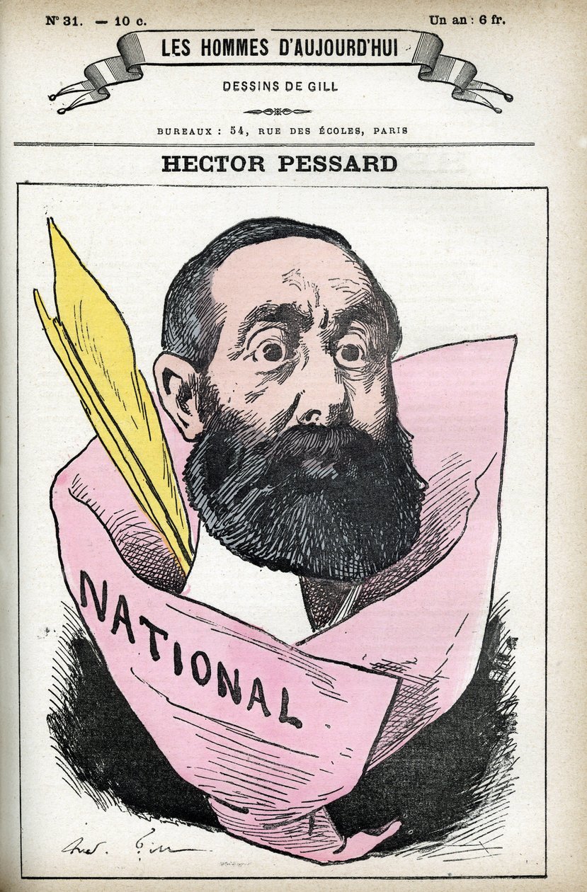 Portrait of Hector Pessard, French journalist and owner of the newspaper “” Le National””. Cartoon by Gill, in “Les Homme d