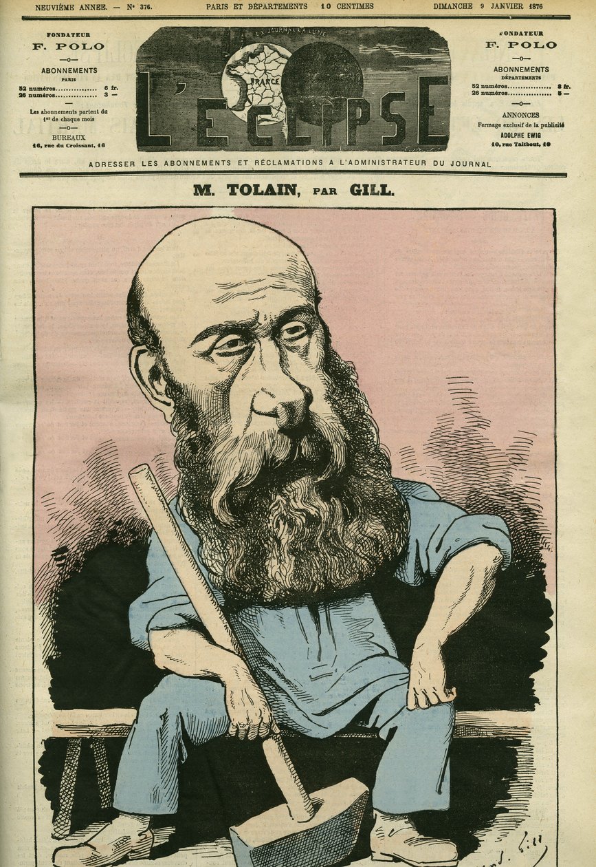 Portrait of Henri Louis Tolain (1828-1897), French engraver and politician. Cover in “” L
