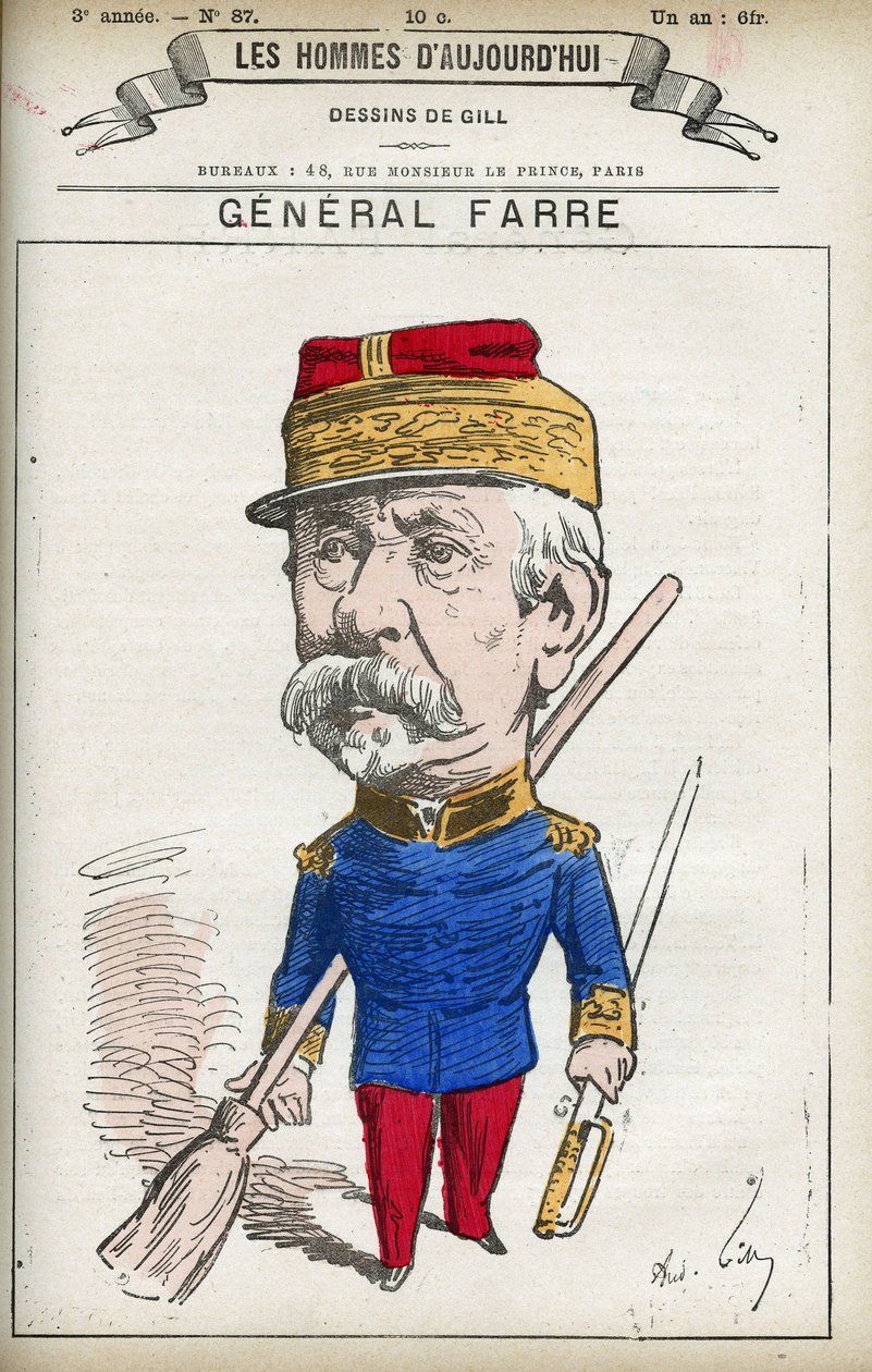 让-约瑟夫-弗雷德里克-阿尔伯特-法尔（1816-1887）的肖像，他是一名法国军人，1870年被任命为将军和战争部长。漫画作者吉尔，巴黎。 作者 安德鲁·吉尔