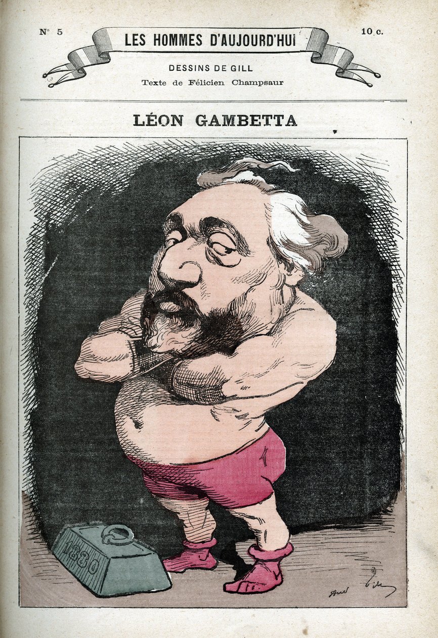 Portrait of Leon Gambetta (1838-1882), French politician. Caricature of Gill, Paris. 作者 安德鲁·吉尔