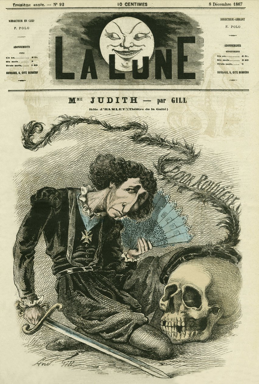 朱迪思夫人（1827-？）的肖像，法国演员。吉尔的漫画，载于《La Lune》，12月8日 作者 安德鲁·吉尔