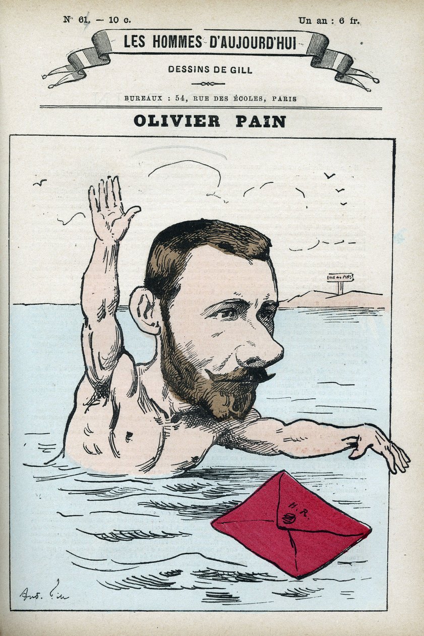 Portrait of Olivier Pain, a French and Communard politician, he was the companion of bagne and escape of Henri Rochefort (1831-1913). Cartoon by Gill, Paris. 作者 安德鲁·吉尔