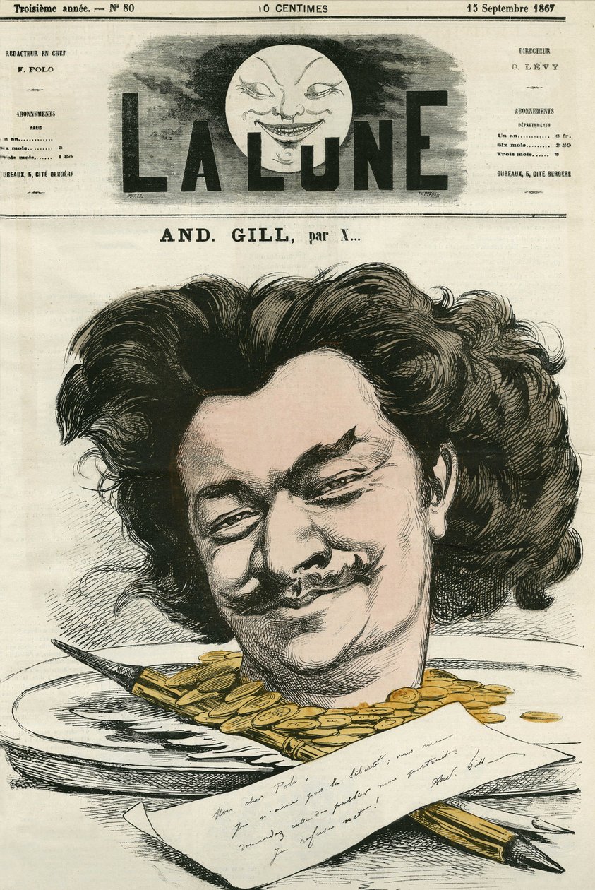 Self-portrait of Louis-Alexandre Gosset de Guines dit Andre Gill (1840-1885), French cartoonist and cartoonist. Cartoon by Gill, in “The Moon”, September 15 作者 安德鲁·吉尔
