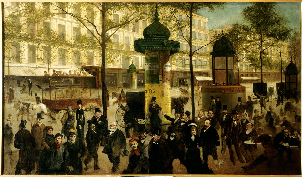 Sketch for a panorama of Boulevard Montmartre animates contemporary Parisian personalities 作者 安德鲁·吉尔