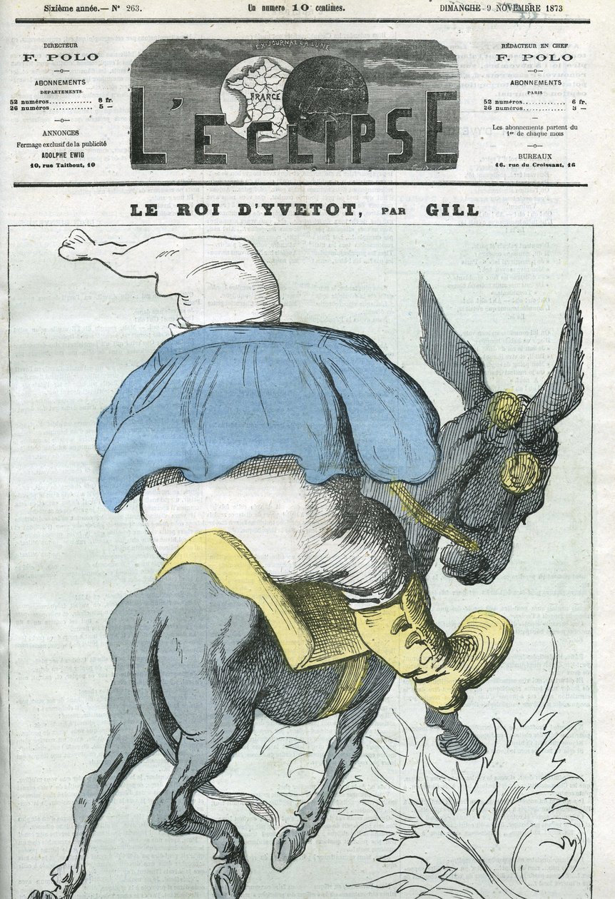 Yvetot的国王，法国政治家Adolphe Thiers（1797-1877）的漫画。盖在吉尔的 "L