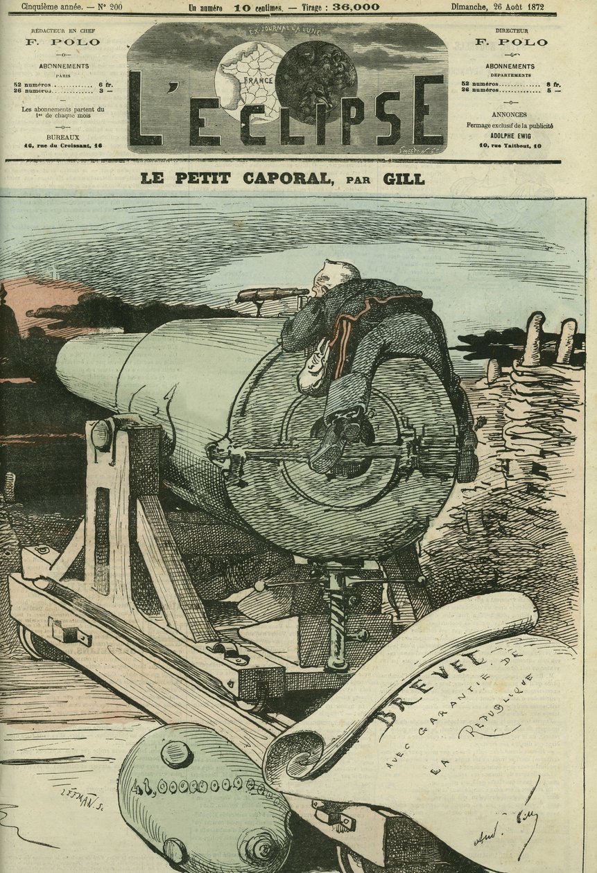 The little corporal, Adolphe Thiers (1797-1877), French historian and statesman. Cover in “” L