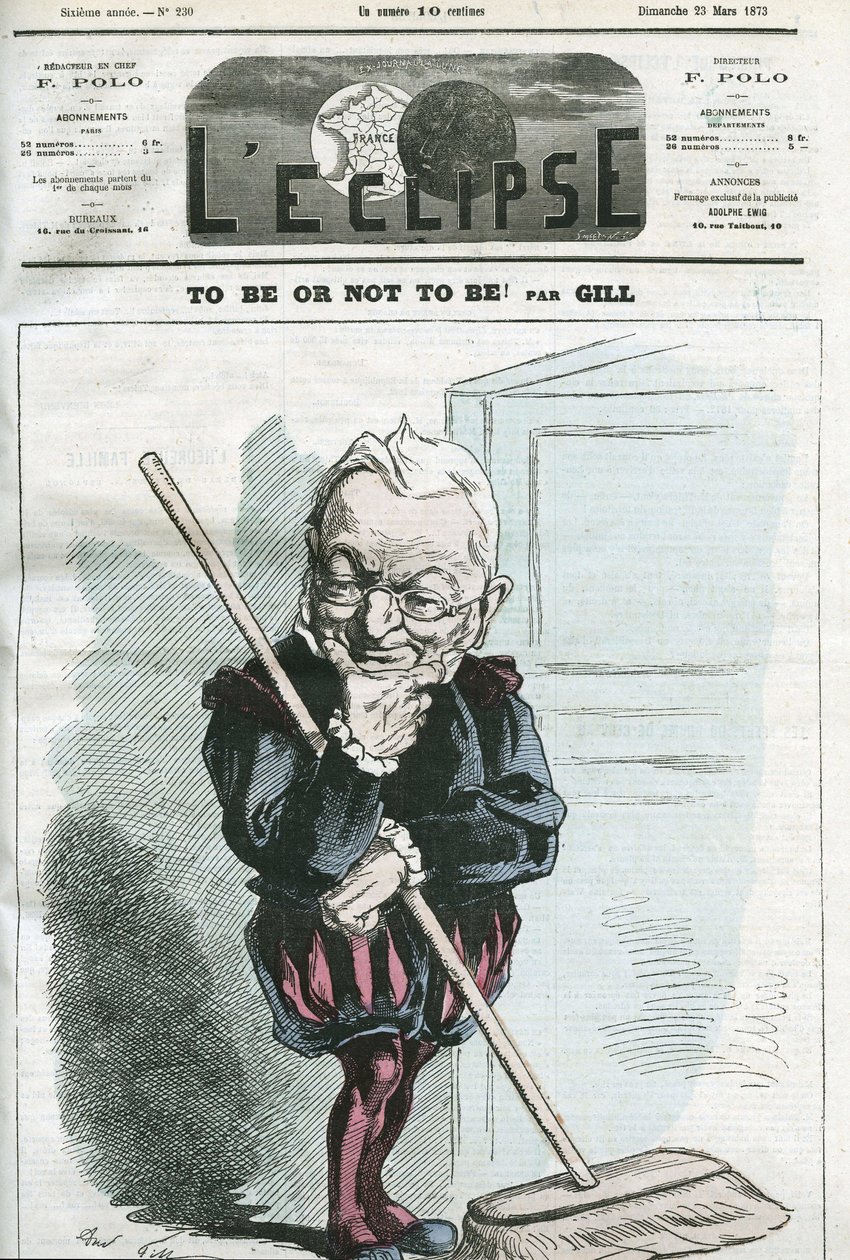 To be or not to be，法国政治家阿道夫·梯也尔 (1797-1877) 的漫画。 Gill 的“L