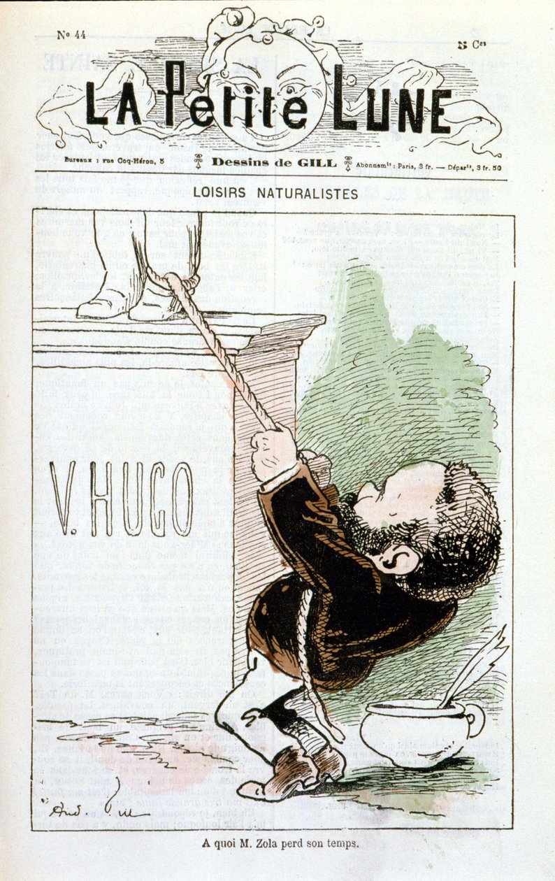 Zola trying to undo the statue of Hugo - by Gill, in “” The Little Moon”” 作者 安德鲁·吉尔