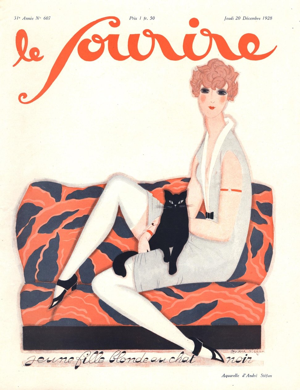 Le Sourire》封面，1928 年 12 月（彩色石印版） 作者 安德烈·斯特凡