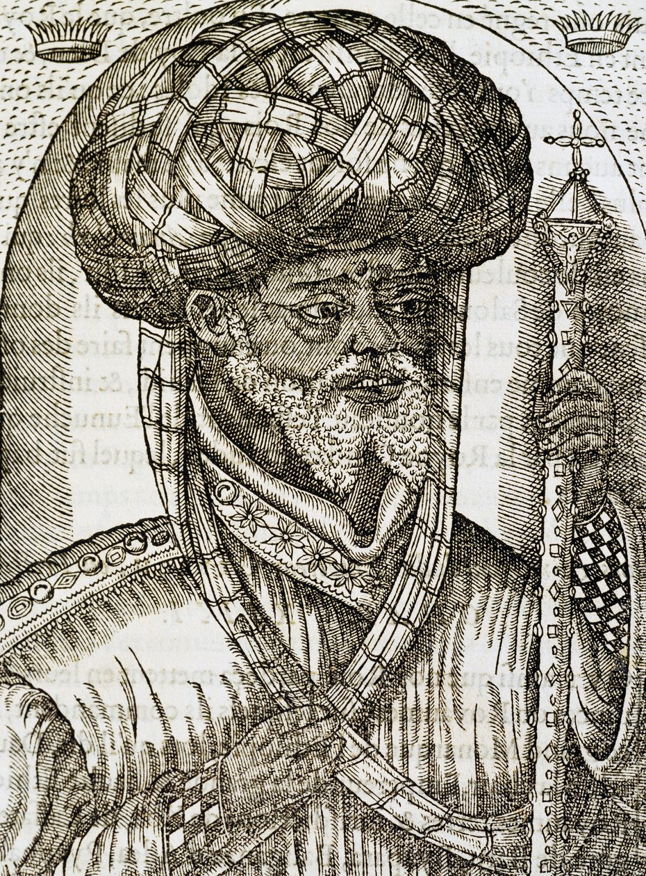 阿比西尼亚牧师，出自《世界宇宙论》，作者安德烈-特维特（1504-1592），雕刻。 作者 安德烈·塞维特（Andre Thevet）