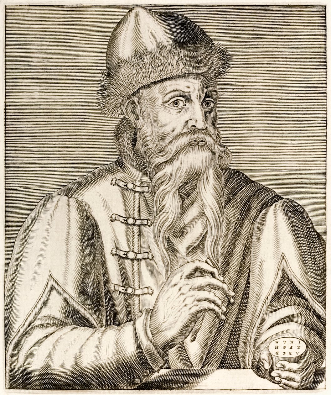 Johannes Gutenberg：德国发明家，可移动式印刷机的发明开始了印刷革命，来自AndréThévet的True Portraits于1584年出版 作者 安德烈·塞维特（Andre Thevet）