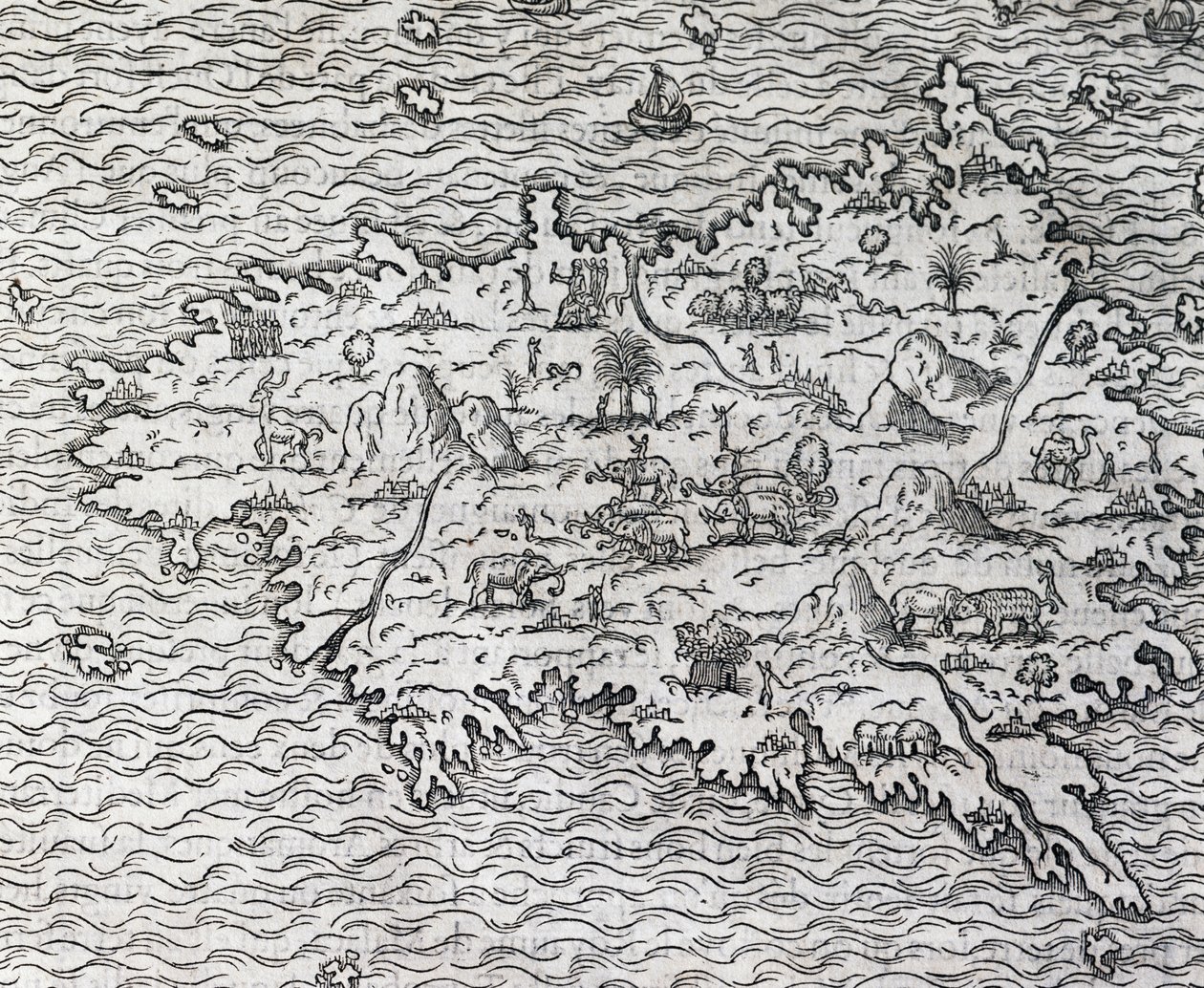 苏门答腊岛地图，安德烈-特维特（1504-1592）的雕刻作品，法国巴黎 作者 安德烈·塞维特（Andre Thevet）