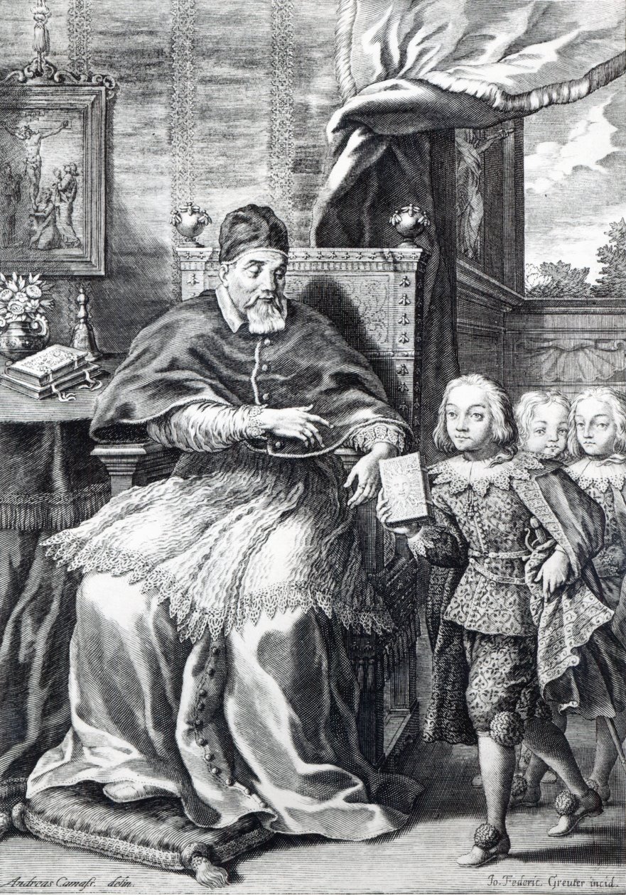教皇Urban VIII和他的侄子，由Johann Friedrich Greuter雕刻 作者 安德烈·卡马西（Andrea Camassei）