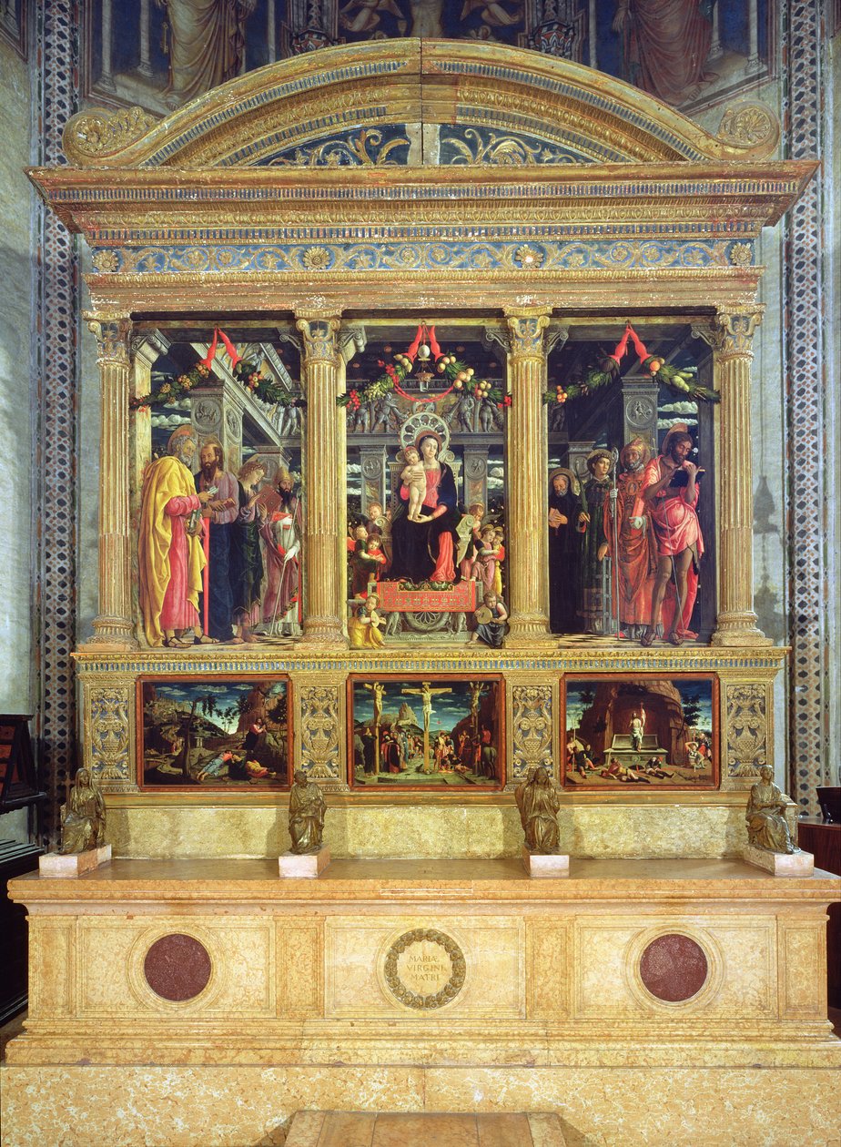 维罗纳圣芝诺的祭坛画，1456-60 作者 安德里亚·曼特尼亚（Andrea Mantegna）