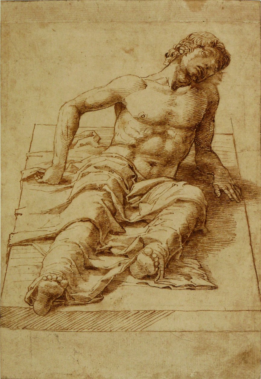 说谎在一块石平板的人 作者 安德里亚·曼特尼亚（Andrea Mantegna）