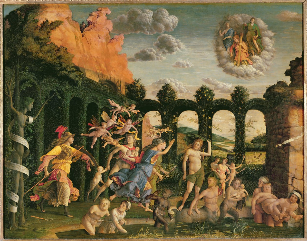 密涅瓦追逐美德花园的恶习 作者 安德里亚·曼特尼亚（Andrea Mantegna）