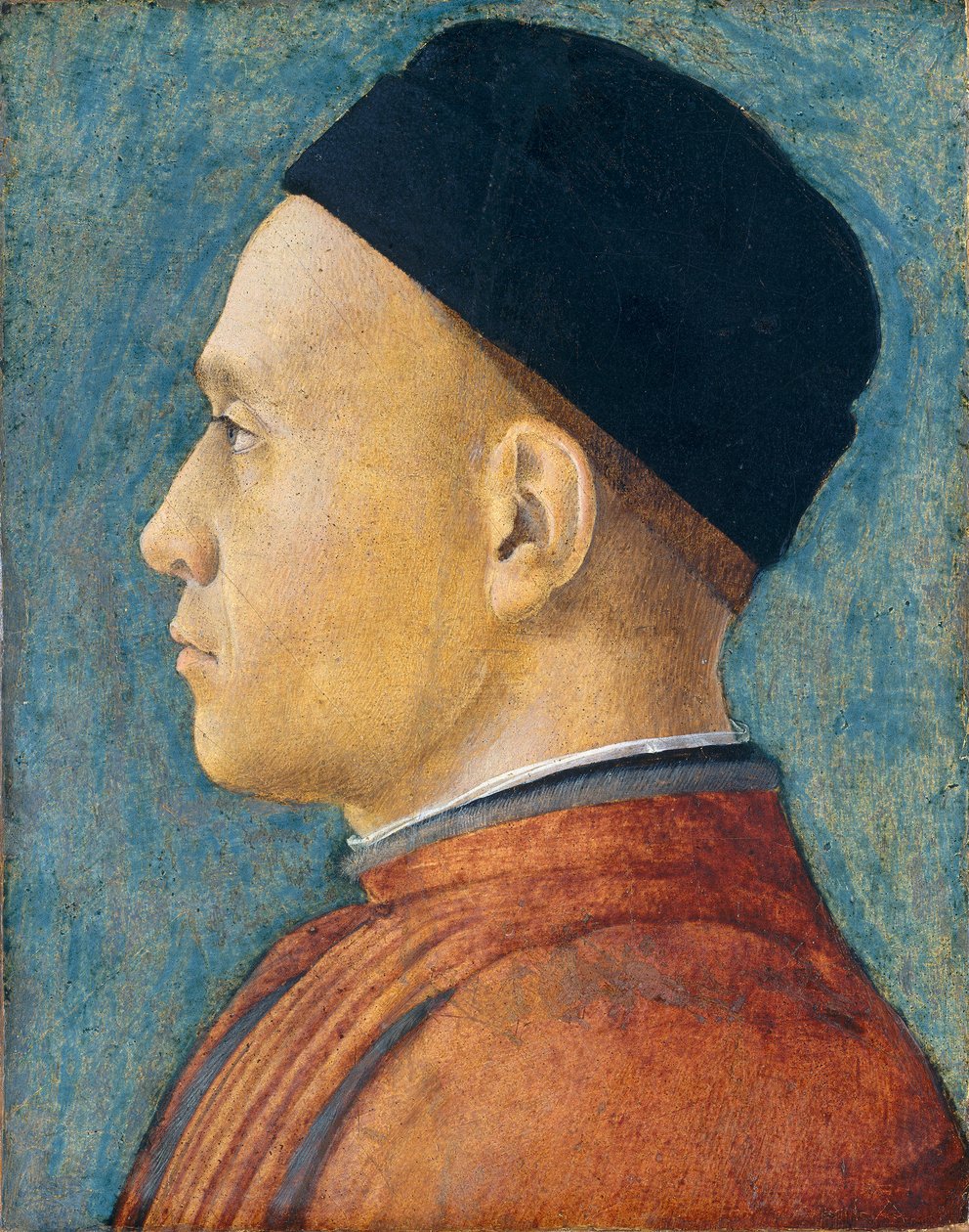 一个男人的肖像，c。 1470（面板上的蛋彩画） 作者 安德里亚·曼特尼亚（Andrea Mantegna）