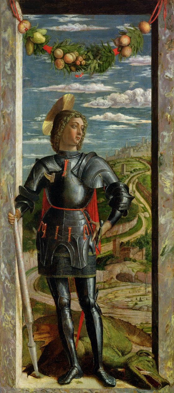 圣乔治和龙，1466-67 作者 安德里亚·曼特尼亚（Andrea Mantegna）