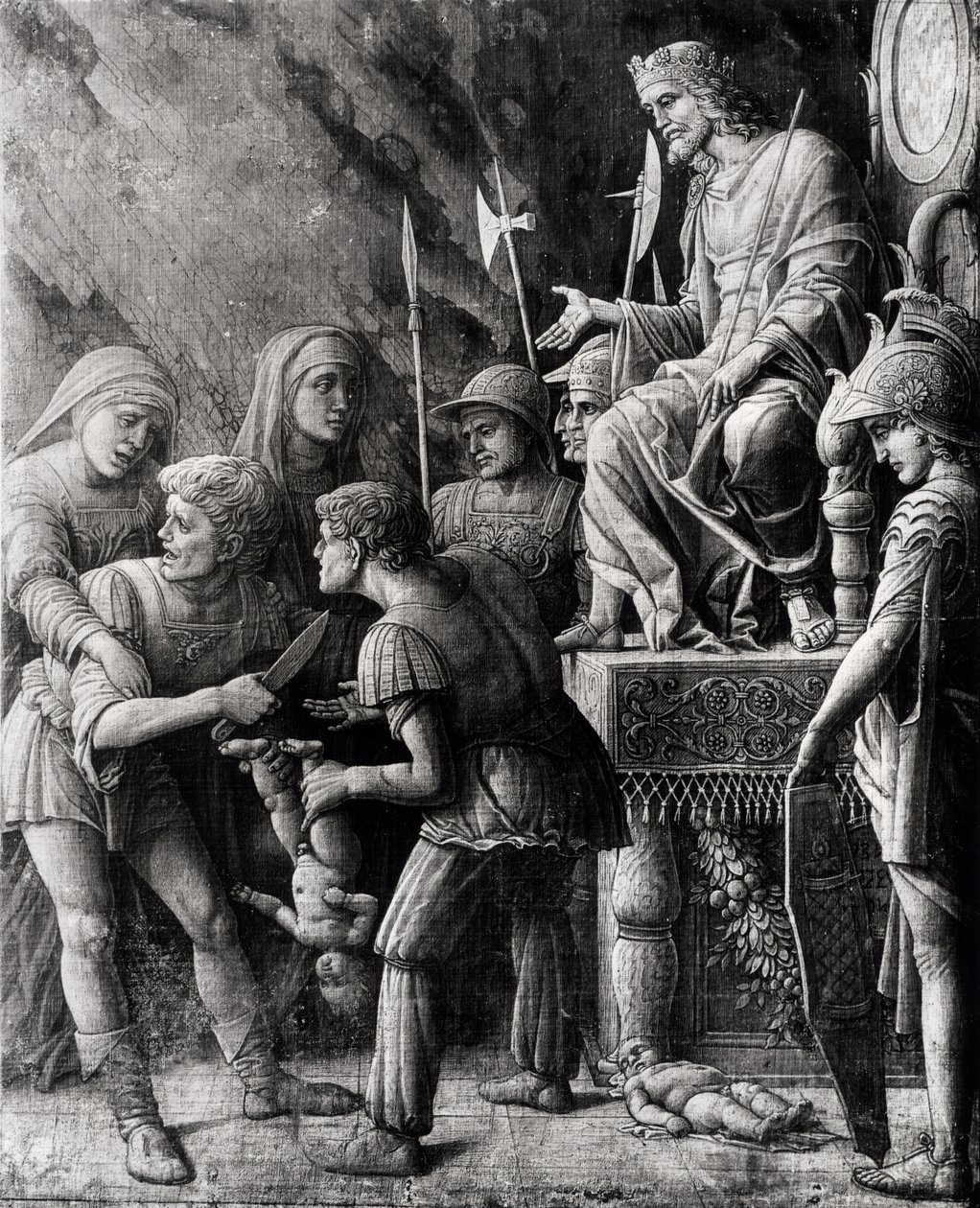 所罗门的审判（画布上的铅笔和洗脸） 作者 安德里亚·曼特尼亚（Andrea Mantegna）