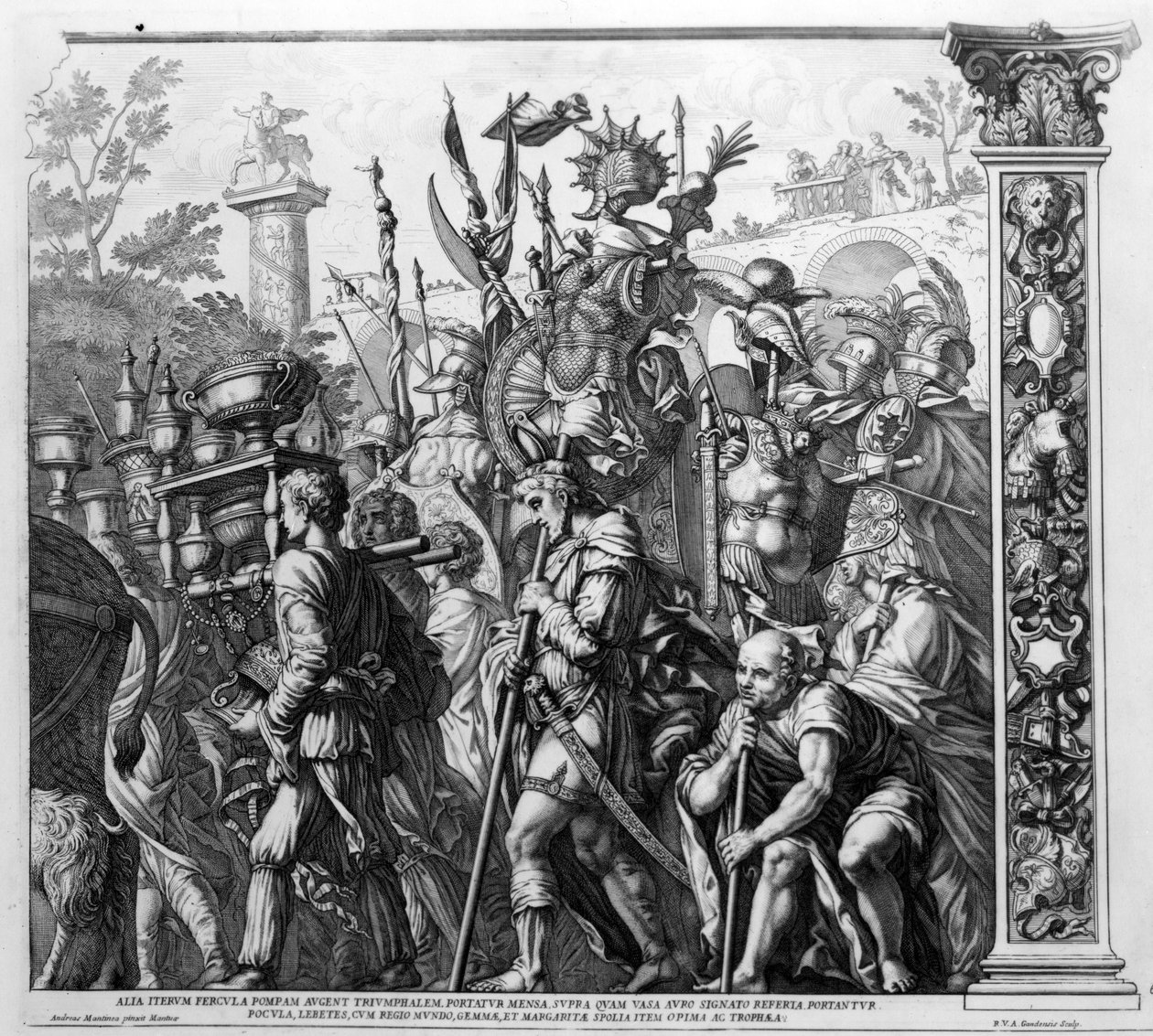 凯撒的胜利，板块6，由Robert van Audenaerde雕刻，1692年 作者 安德里亚·曼特尼亚（Andrea Mantegna）