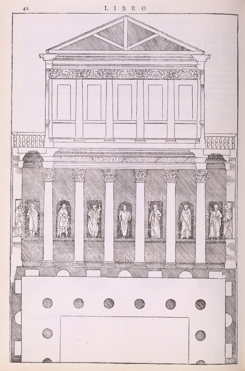 一个私人希腊房子，由Palladio写的&39;I Quattro Libri dell&39;Architettura&39;的传真副本插图，最初出版1570 作者 安德里亚·帕拉迪奥（Andrea Palladio）