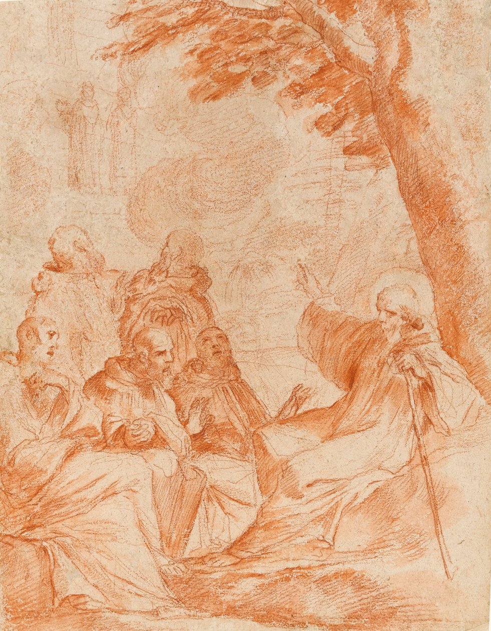 圣罗马的愿景（红色粉笔在纸上洗） 作者 安德里亚·萨基（Andrea Sacchi）