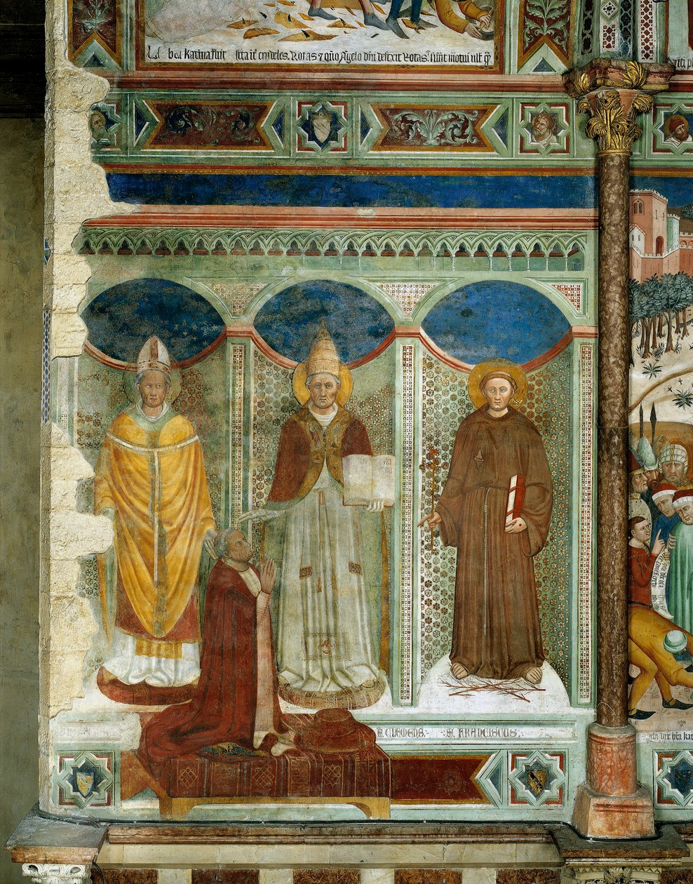 St Sabinus，红衣主教egidio Albornoz跪着，圣克莱门特和圣弗朗西斯，来自亚历山大圣凯瑟琳生活的场景，c。 1368 作者 安德里亚·德·巴托利