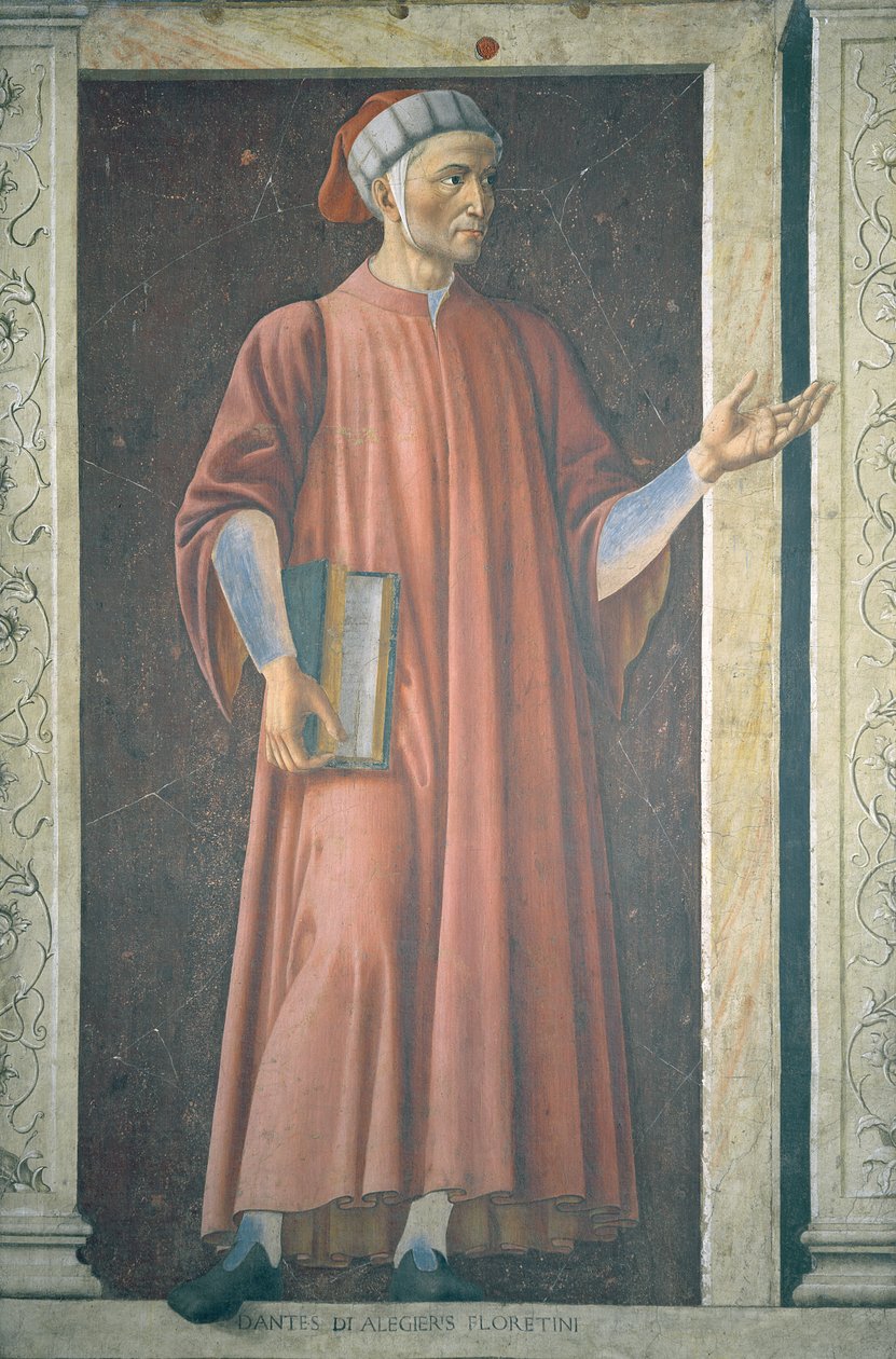 来自Villa Carducci系列着名男女的Dante Alighieri（1265-1321），c.1450（详见28493） 作者 安德里亚·德尔·卡斯塔尼奥