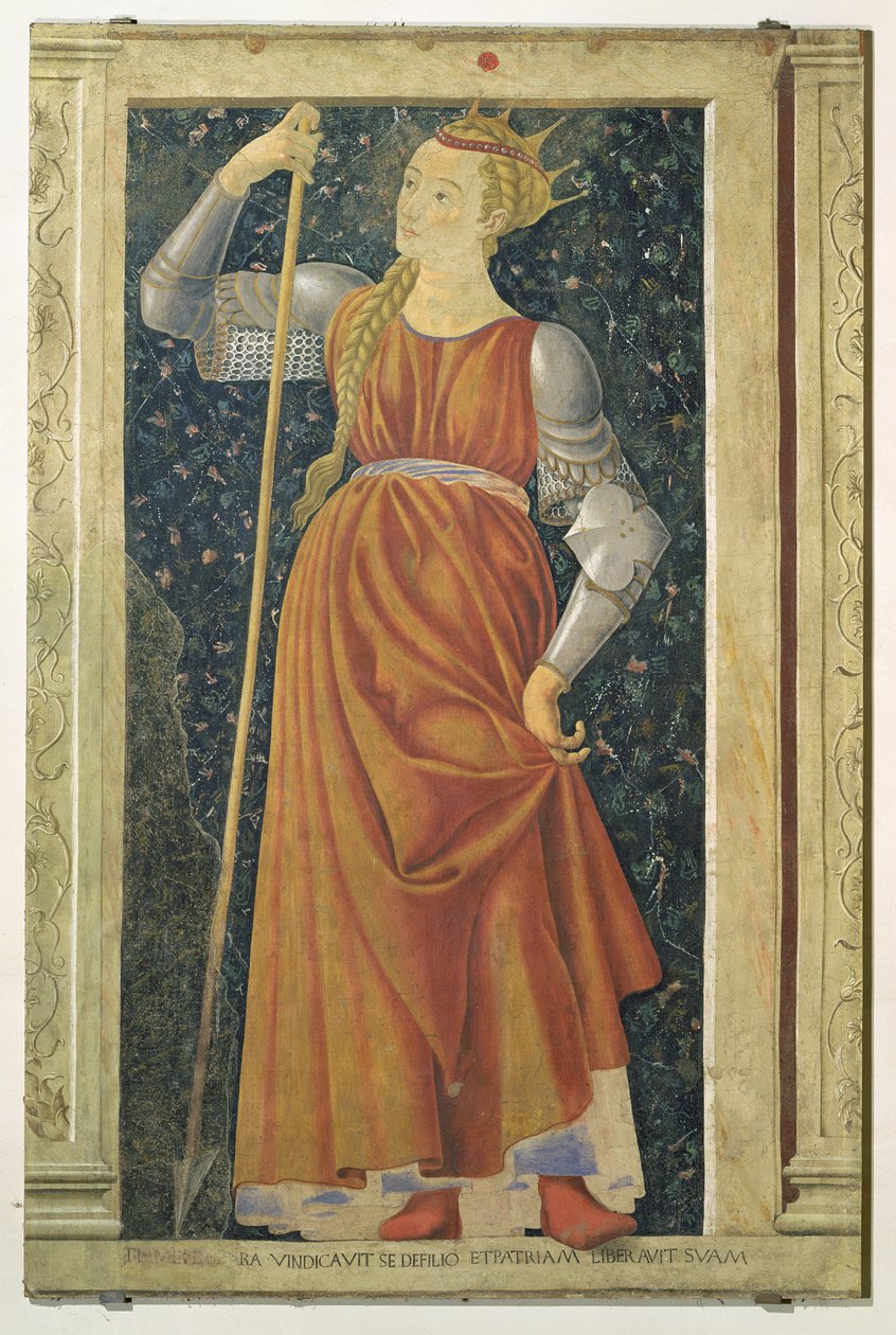 女王Tomyris，来自Villa Carducci系列着名男女，c.1450 作者 安德里亚·德尔·卡斯塔尼奥