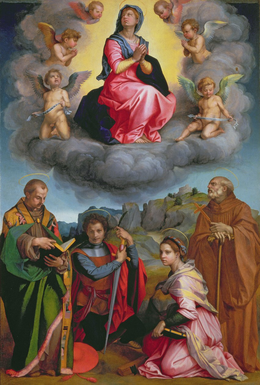 麦当娜荣耀与四圣徒（小组） 作者 安德里亚·德尔·萨托（Andrea del Sarto）