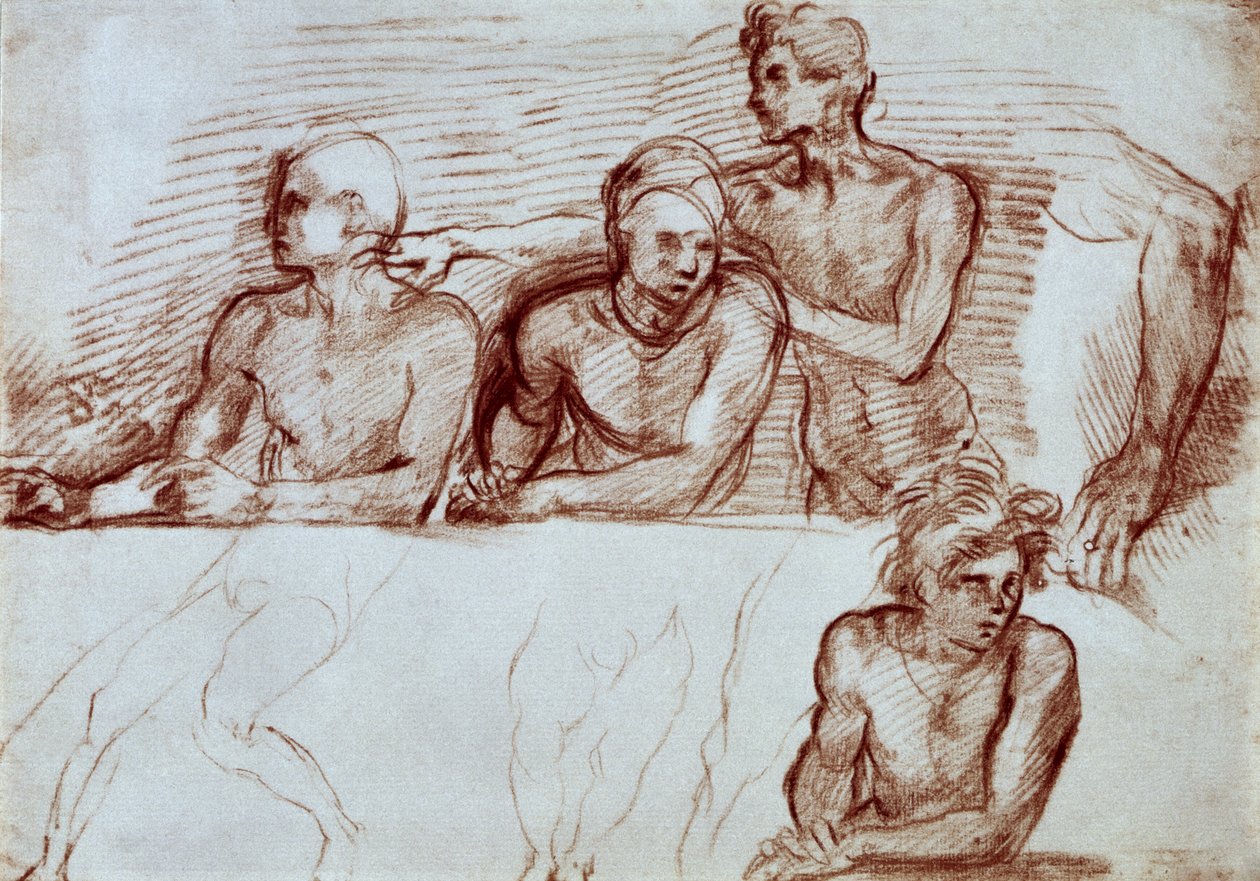 研究四个男性人物（粉笔） 作者 安德里亚·德尔·萨托（Andrea del Sarto）