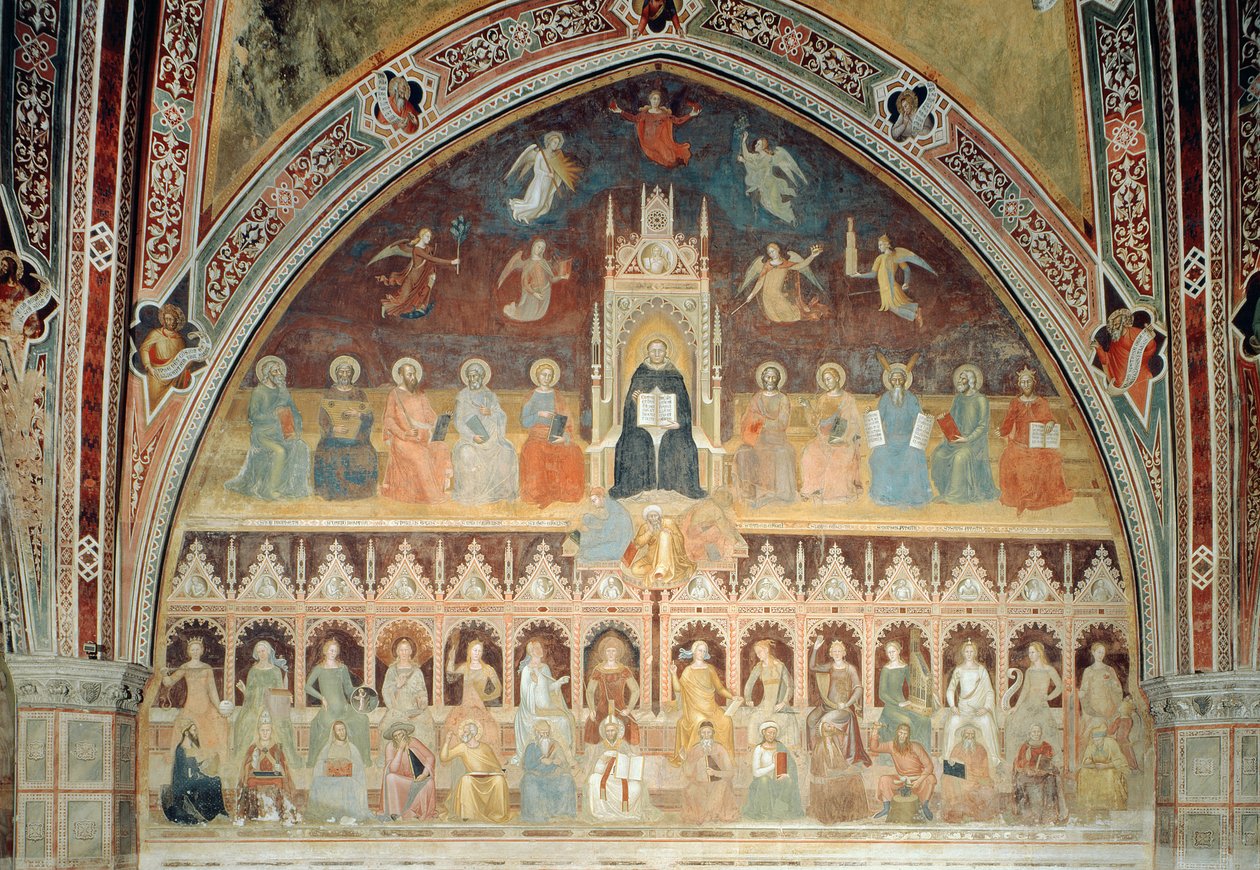 天主教教义的胜利，来自西班牙教堂的圣托马斯阿奎那，c.1365 作者 安德里亚·迪·博纳乌托（Andrea di Bonaiuto）