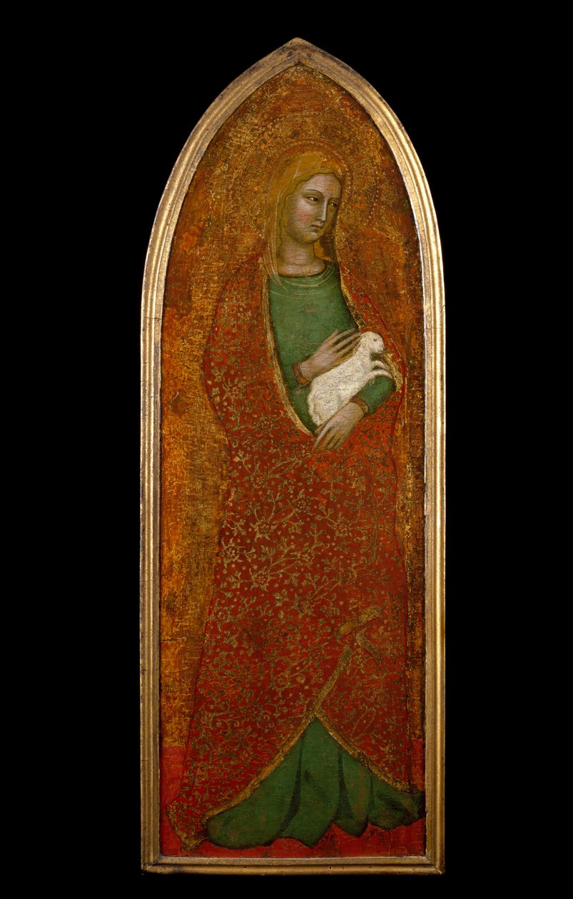 Saint Agnes，c.1365（木头上的蛋彩画和金箔） 作者 安德里亚·迪波纳乌托fl.1343 77