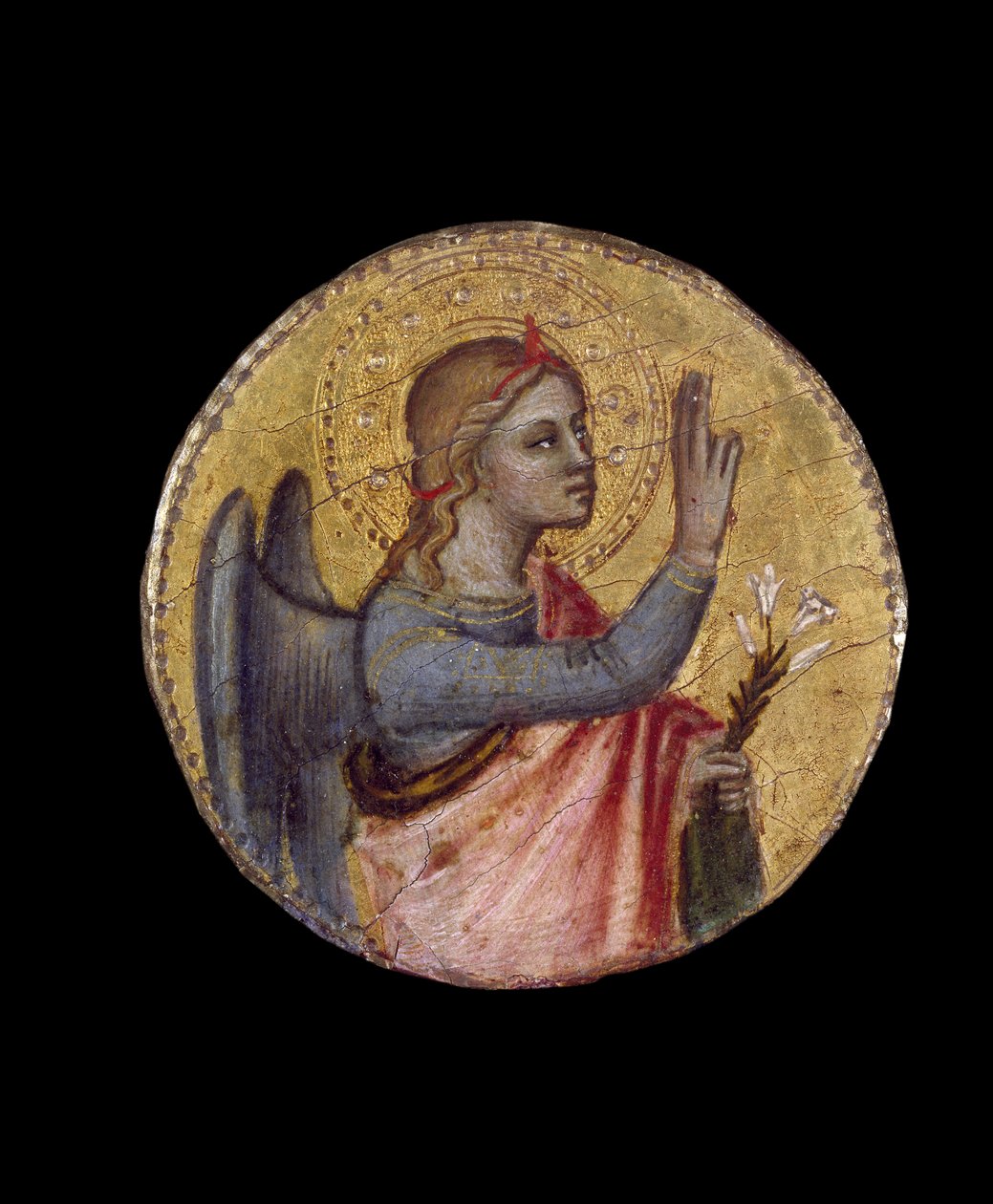 The Angel Annunciant，14世纪（面板上的蛋彩画） 作者 安德里亚·迪·西奥内·奥卡尼亚